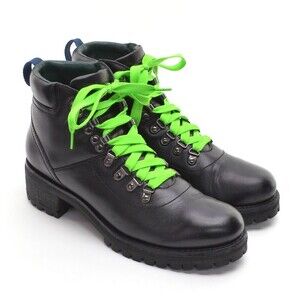 Tory Burch Gunton Black Leather Lace Up Ankle Boots 8.5